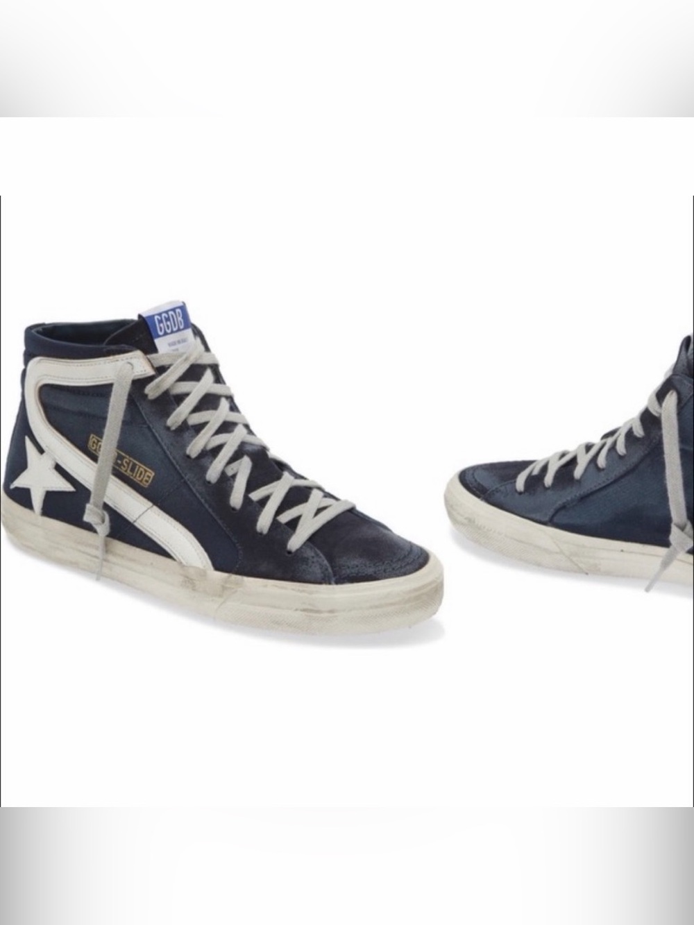 Golden Goose Navy Slide Suede Sneakers